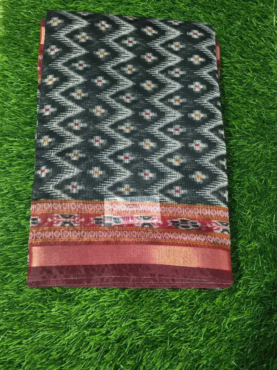 Fancy Cotton Saree(Black)